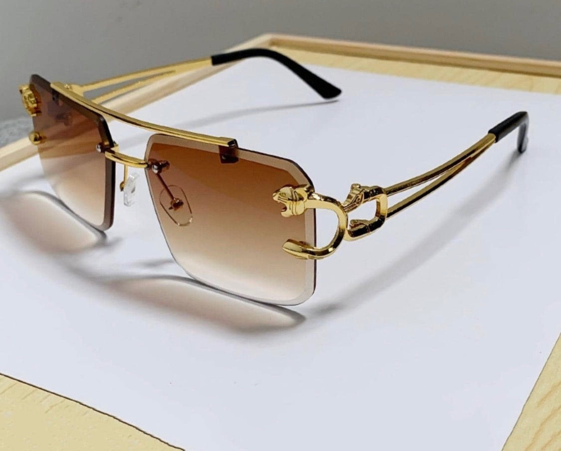 Golden luxe rimless shades